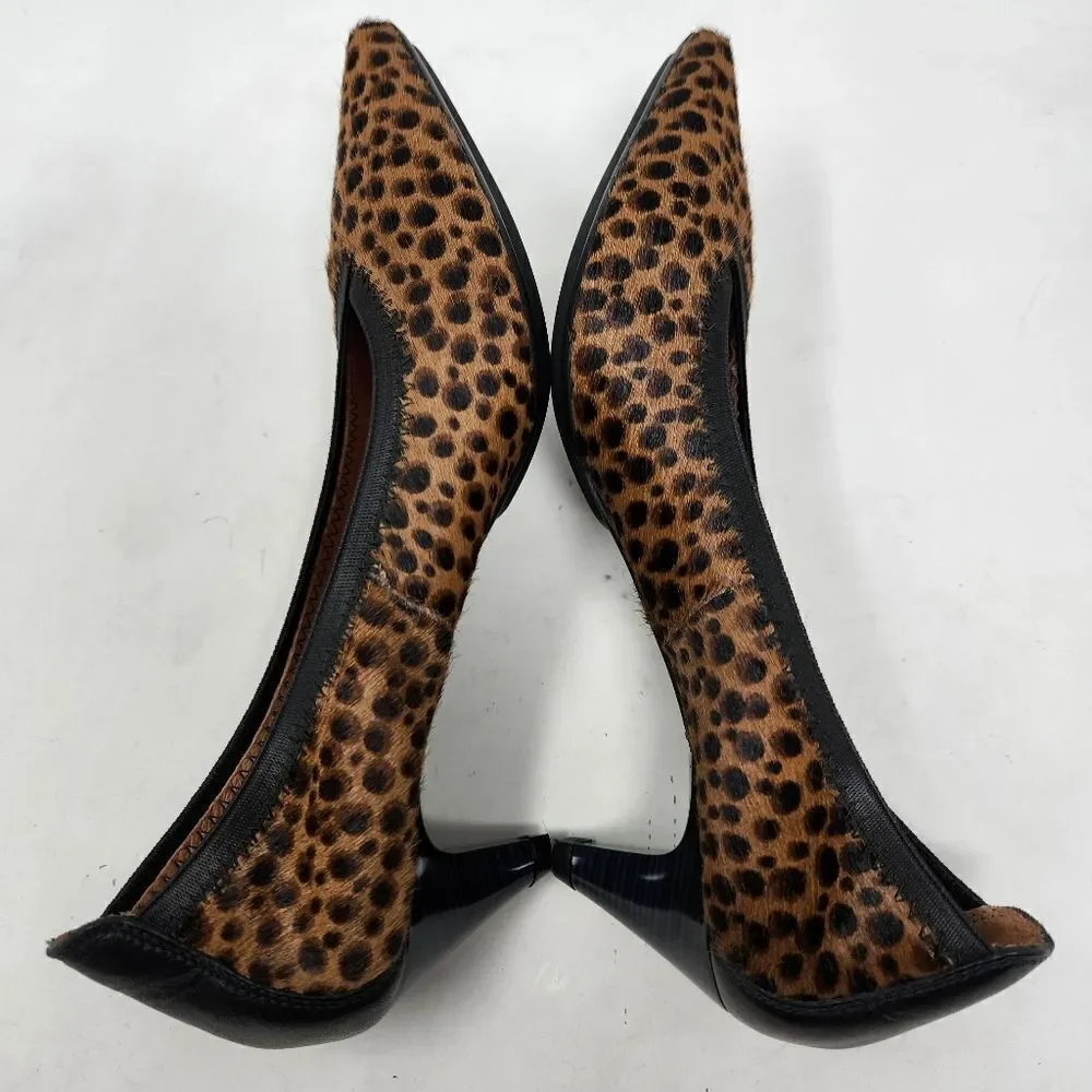 HISPANITAS Calf Hair Cheetah‎ Print Kitten Heels Size 36
